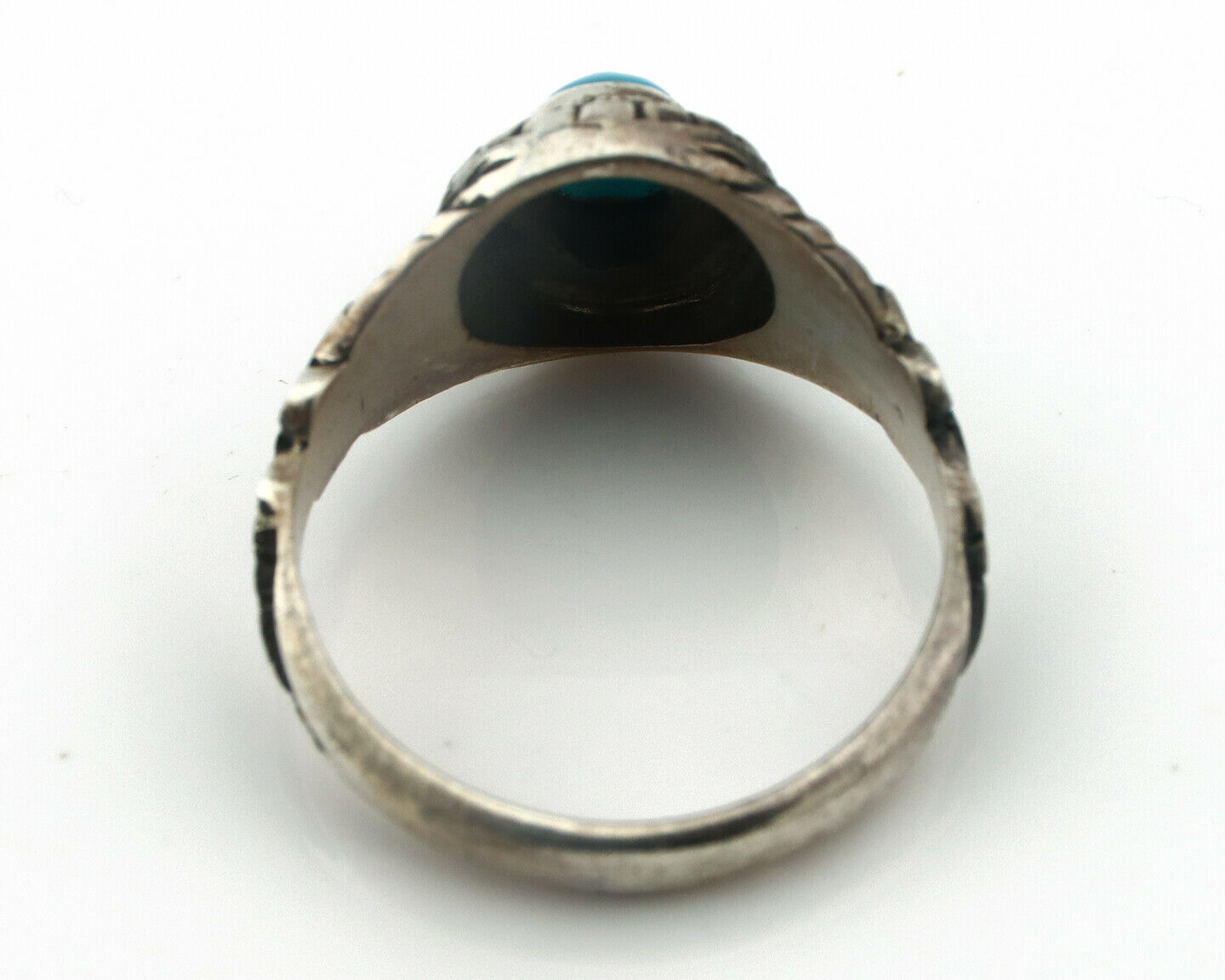 Navajo Ring .925 Silver Natural Blue Turquoise Native American Artist C.80's