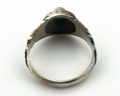 Navajo Ring .925 Silver Natural Blue Turquoise Native American Artist C.80's