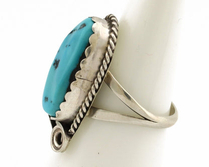 Navajo Ring 925 Silver Sleeping Beauty Turquoise Signed Justin Morris C.80's