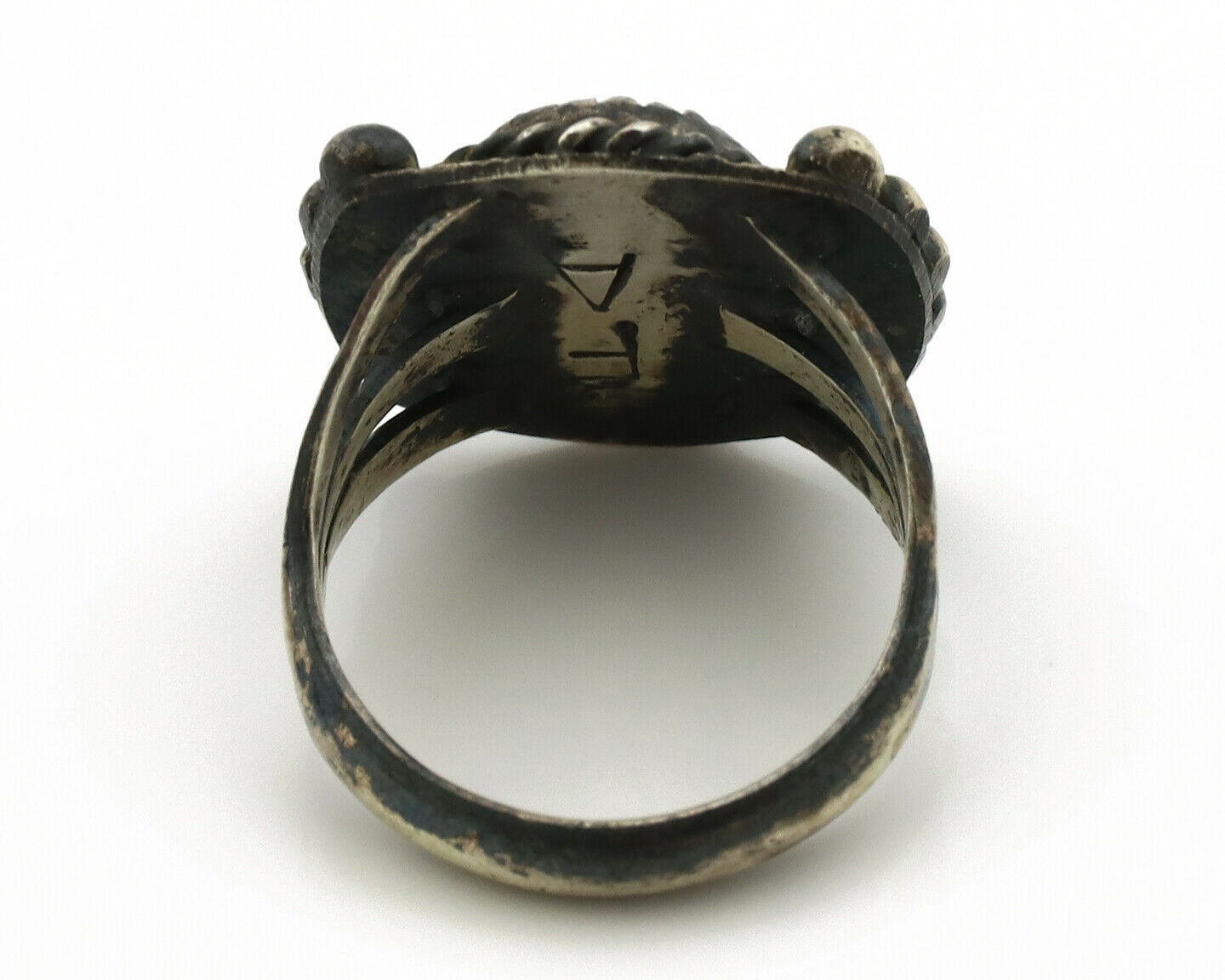 Navajo Ring .925 Silver Kingman Turquoise Artist Signed FA C.1980's