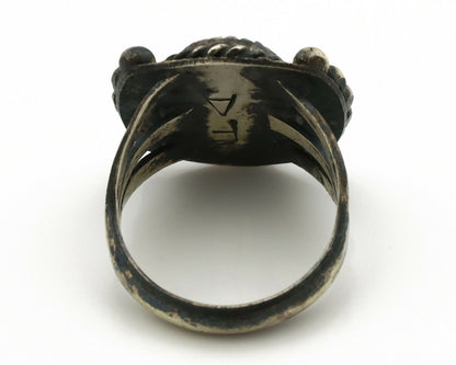 Navajo Ring .925 Silver Kingman Turquoise Artist Signed FA C.1980's