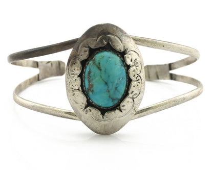 Navajo Cuff Bracelet 925 Silver Natural Turquoise Native American Artist C.80's