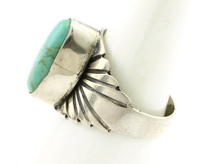 Navajo Ring .925 Silver Kingman Turquoise Artist Signed Apache C.80's