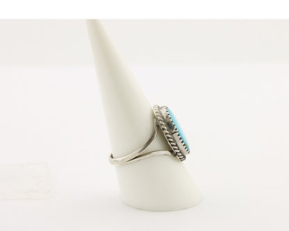 Navajo Handmade Ring 925 Silver Kingman Turquoise Artist Signed MC C.80's