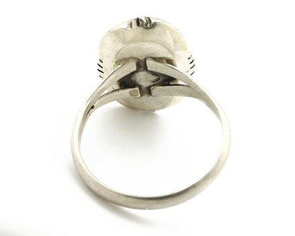 Navajo Ring .925 Silver Blue Gem Turquoise Handmade Native American Artist C80s