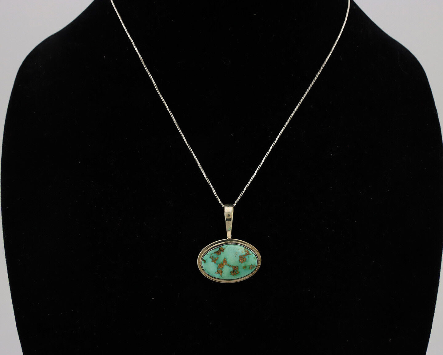 Navajo Necklace .925 Silver Fox Mine Turquoise Signed Doug Zachary C.1980's