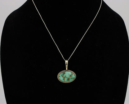 Navajo Necklace .925 Silver Fox Mine Turquoise Signed Doug Zachary C.1980's