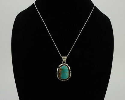 Navajo Necklace .925 Silver Kingman Turquoise Native American Artist C.1980's