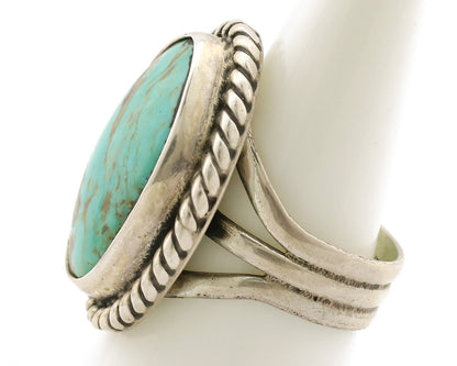 Navajo Ring .925 Silver Kingman Turquoise Native American Artist C.1980s