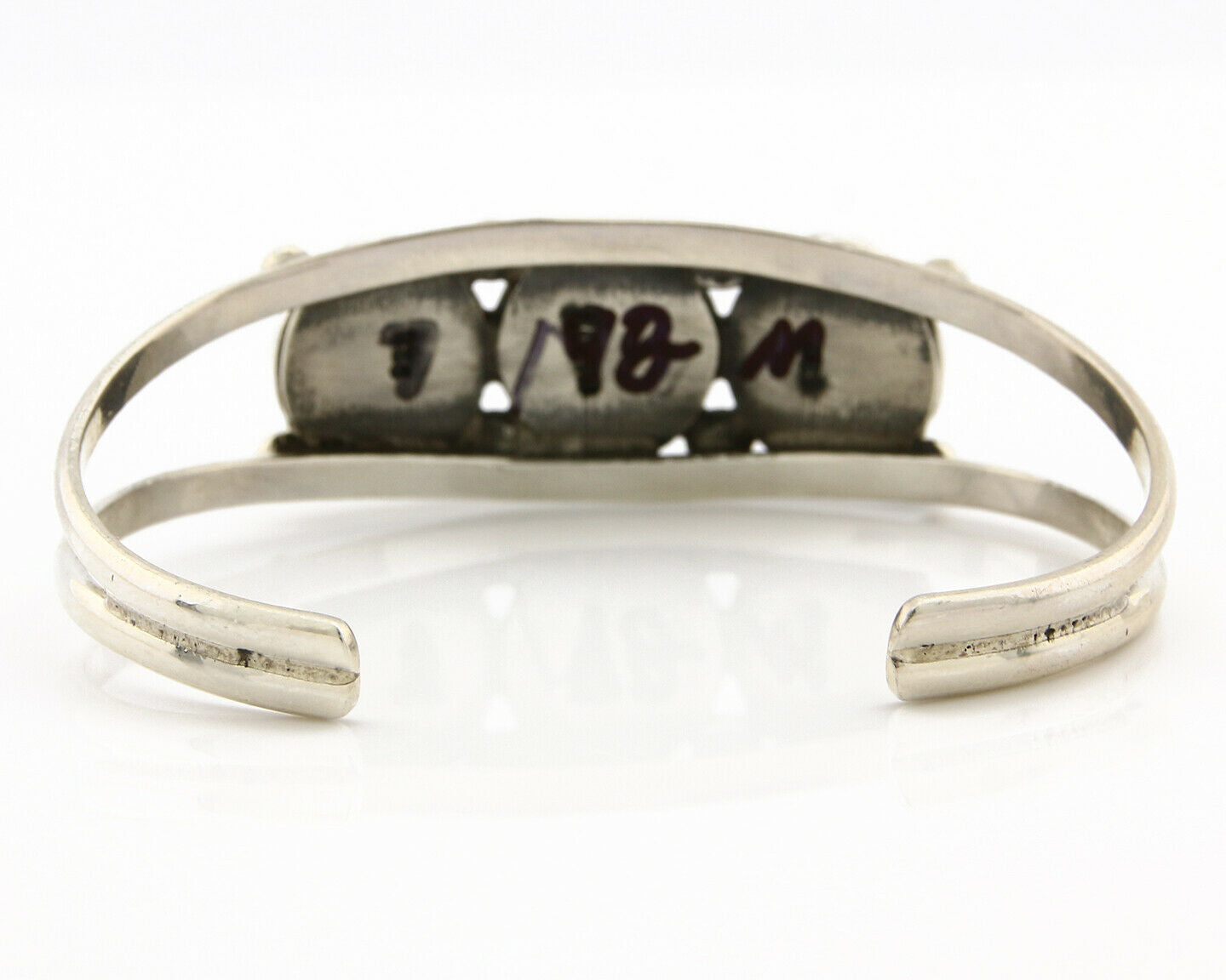 Navajo Bracelet .925 Silver Natural Mother of Pearl Handmade Native Artist C80's