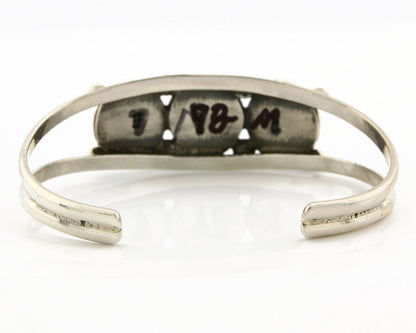 Navajo Bracelet .925 Silver Natural Mother of Pearl Handmade Native Artist C80's