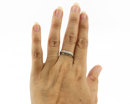 Navajo Ring .925 Silver Size 6.75 Handmade Native American Artist C.1980s