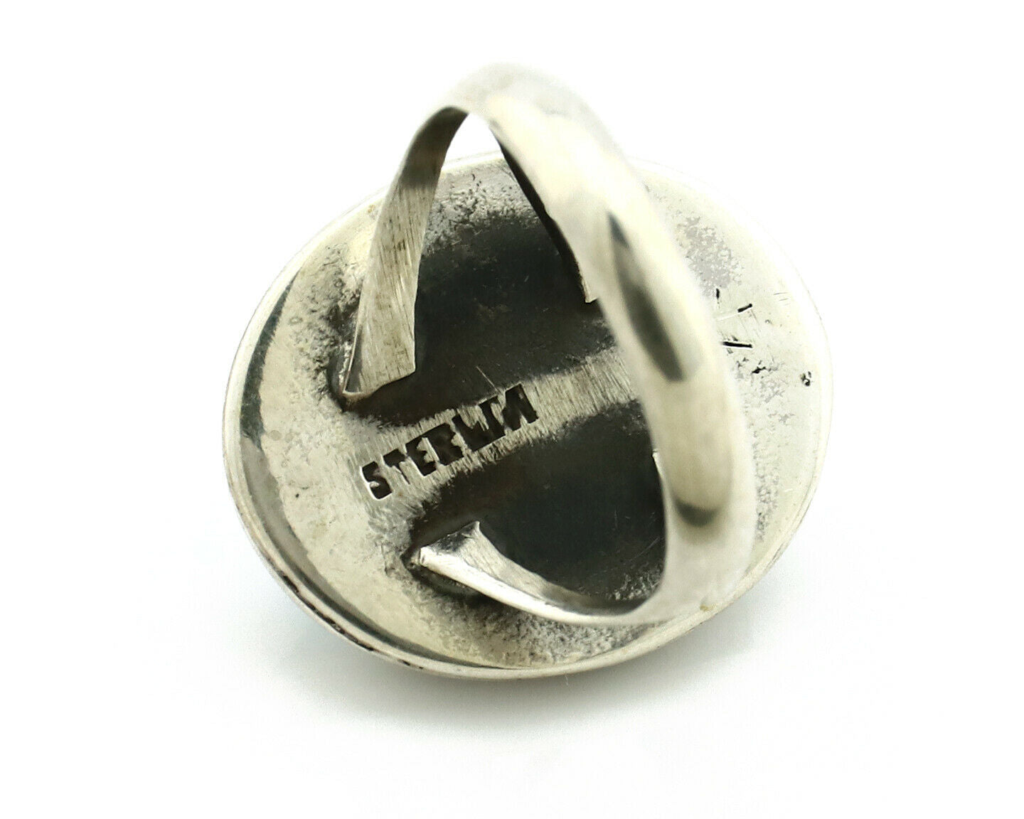 Navajo Ring .925 Silver Kingman Turquoise Handmade Native American Artist C80s