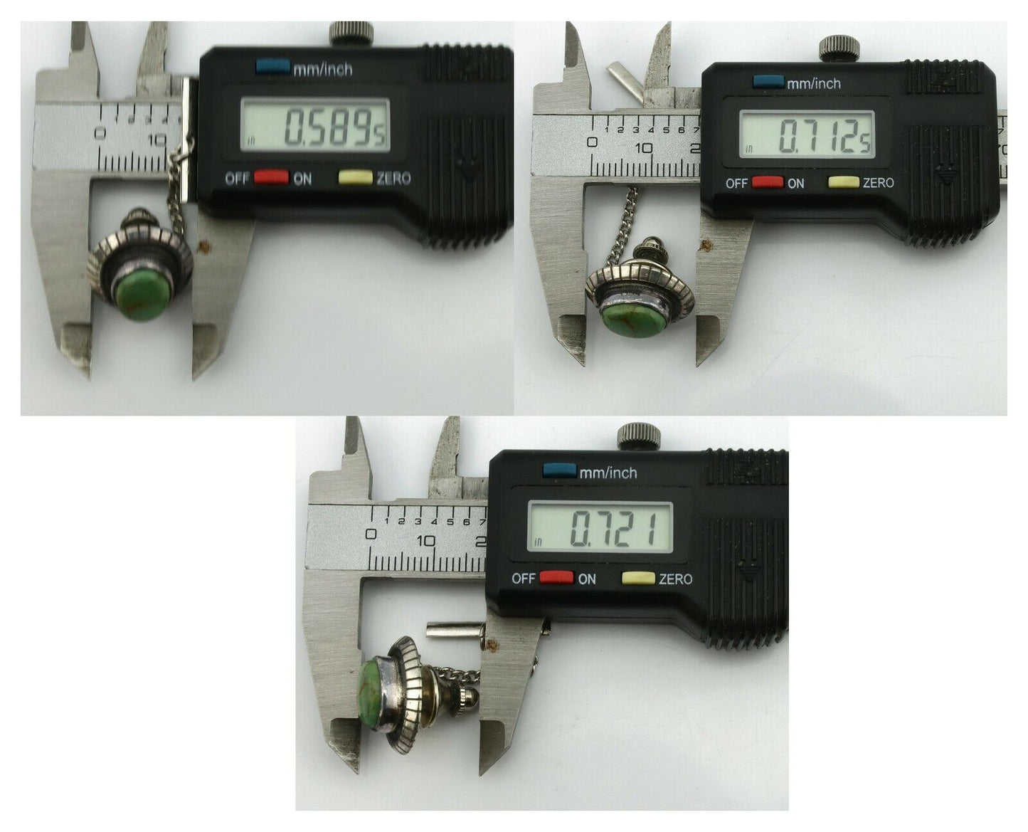 Navajo Tie Tack .925 Silver Manassas Turquoise Native American Artist C.80's