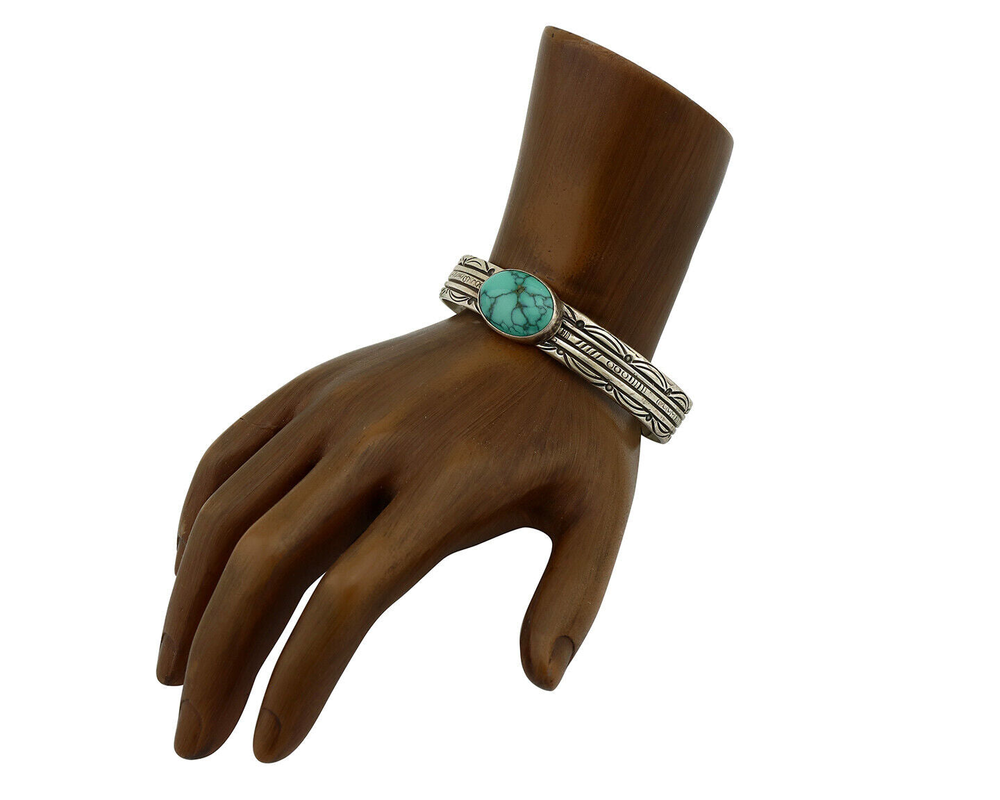 Women's Navajo .925 Silver Blue Spiderweb Turquoise Artist Signed JW C.80's