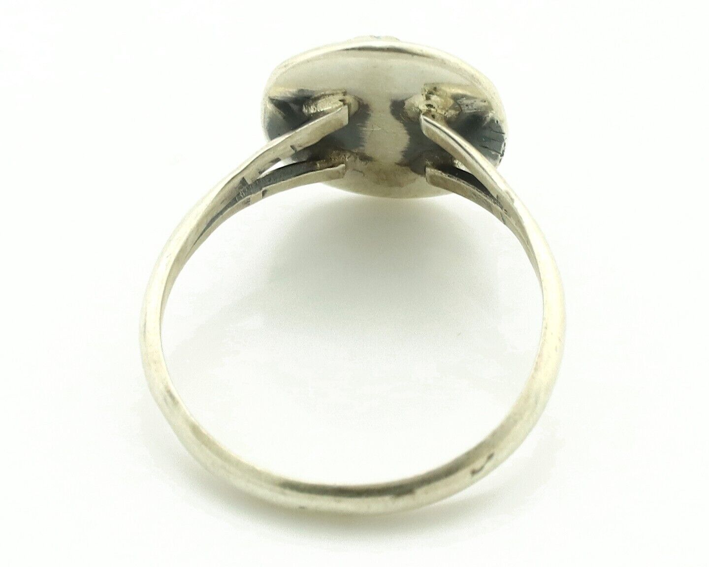 Navajo Ring .925 Silver Natural Blue Turquoise Artist Signed SN C.80's