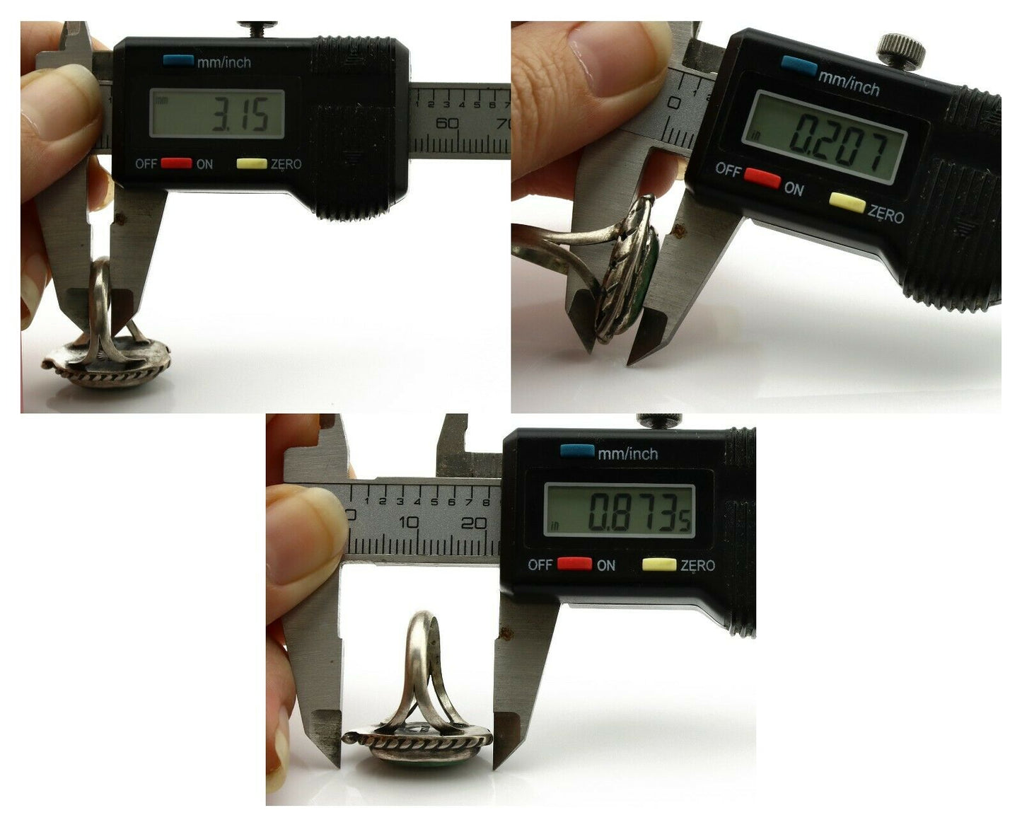 Navajo Ring .925 Silver Kingman Turquoise Artist Signed Sun C.1980's