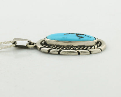 Navajo Necklace .925 Silver Sleeping Beauty Turquoise Signed M Montoya C.80's
