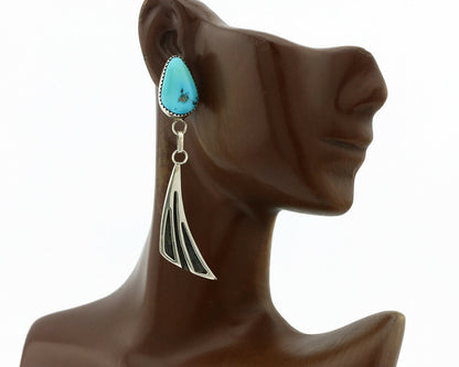 Navajo Earrings .925 Silver Natural Turquoise Native American Artist C.80's