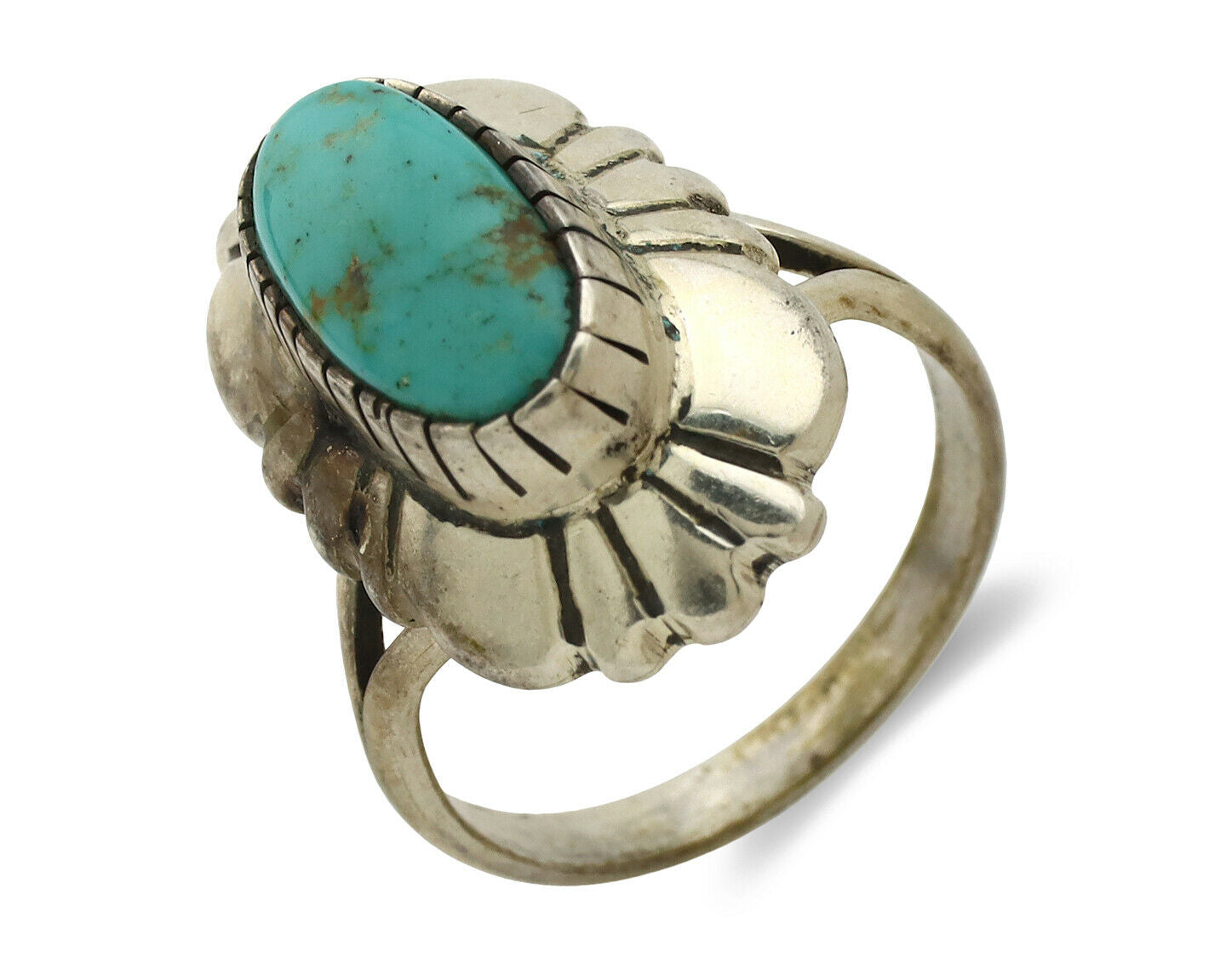 Navajo Ring .925 Silver Natural Mined Turquoise Artist Signed M Montoya C.80's
