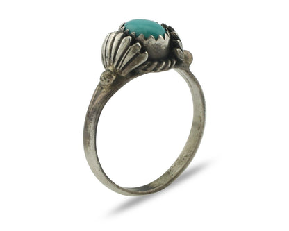 Navajo Handmade Ring .925 Silver Blue Gem Turquoise Native Artist C.80's