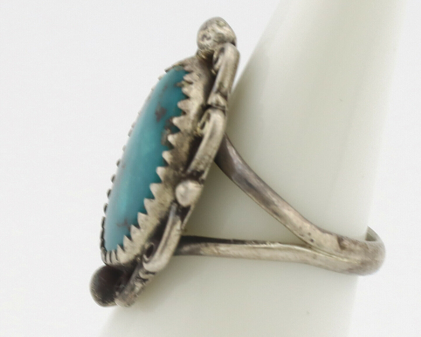 Navajo Ring .925 Silver Morenci Turquoise Artist Billy Eagle C.80's