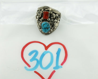 Navajo Ring .925 Silver Natural Blue Turquoise Native American Artist C.80's
