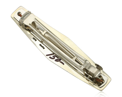 Navajo Hair Clip .925 Silver Green Turquoise Native American Barrette C.80's