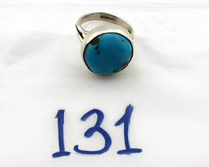 Navajo Shield Ring .925 Silver Kingman Turquoise Native American Artist C.80's