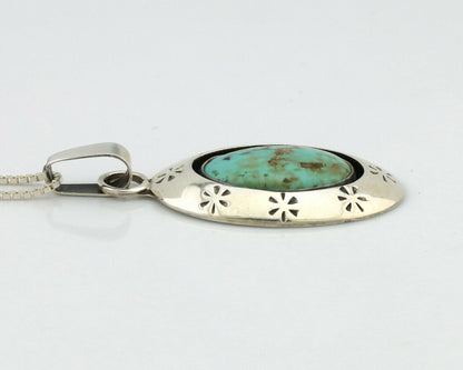 Navajo Pendant .925 Silver Kingman Turquoise Native American C.80's