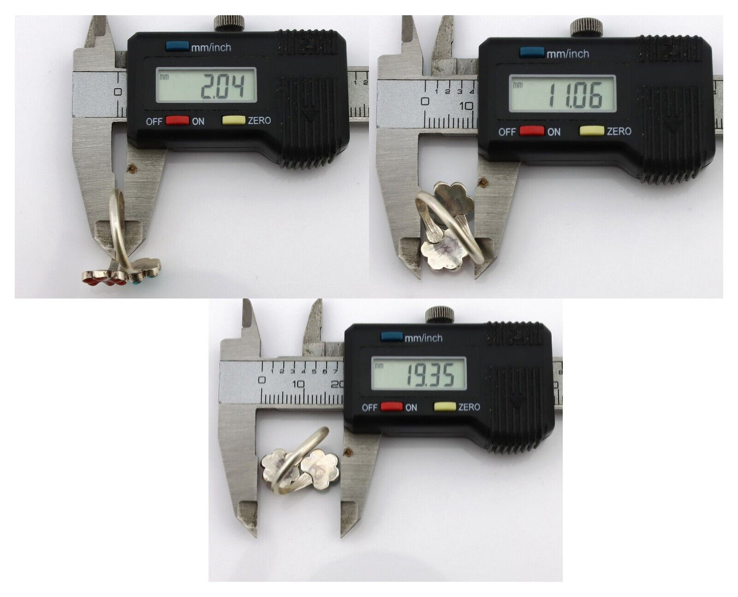 Zuni Flower Ring 925 Silver Turquoise & Coral Native American Artist C.80's