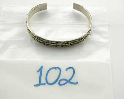 Navajo Bracelet .925 Silver Handmade Hand Stamped Signed Artist C Montoya C.80s