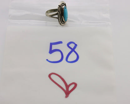 Navajo Ring .925 Silver Sleeping Beauty Turquoise Artist Signed M Montoya C.80's