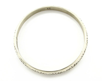 Navajo Bracelet .925 Silver 8.5 mm Wide Hand Stamped Signed Artist Abel Toledo