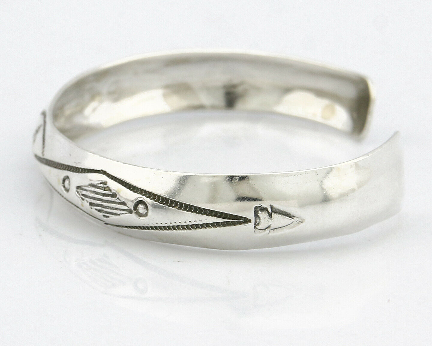 Navajo Bracelet SOLID .925 Silver Hand Stamped Signed Tract C.80's