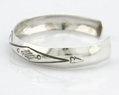Navajo Bracelet SOLID .925 Silver Hand Stamped Signed Tract C.80's