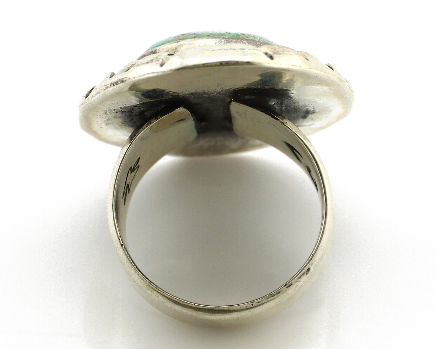 Navajo Ring 925 Silver Turquoise Mountain Artist Signed C Montoya C.80's