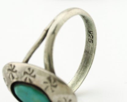 Navajo Ring .925 Silver Kingman Turquoise Native American Artist C.1980's