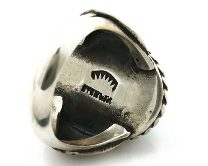 Navajo Ring .925 Silver Kingman Turquoise Artist Signed Apache C.80's