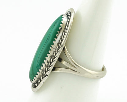 Navajo Ring 925 Silver Natural Green Malachite Signed William Denetdale C.80's