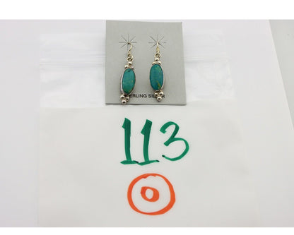 Navajo Earrings 925 Silver Blue Gem Turquoise Native American Artist C.80's