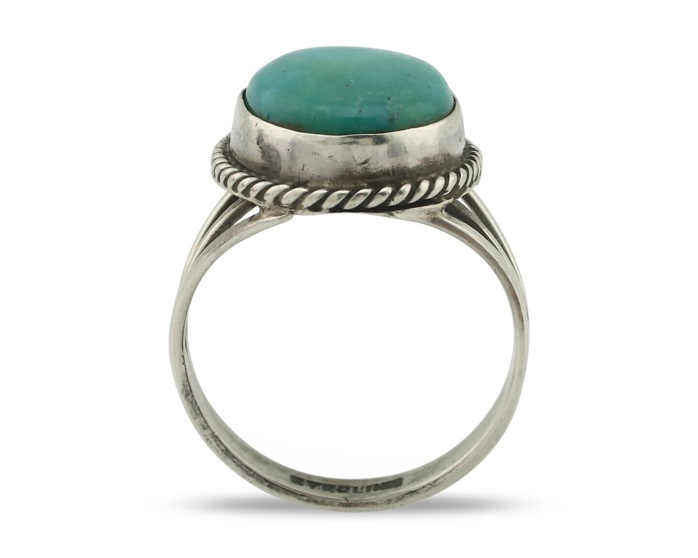 Navajo Handmade Ring .925 Silver Kingman Turquoise Native Artist C.80's