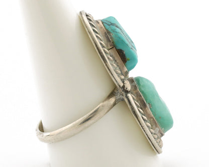 Navajo Ring .925 Silver Globe Turquoise Native American Artist C.1980's
