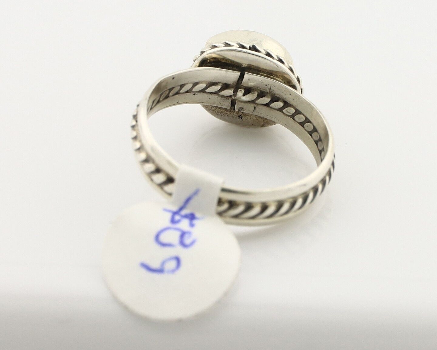 Navajo Ring 925 Silver Lapis Hand Stamped Native American Artist C.80's