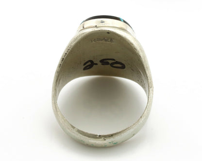 Zuni Inlaid Ring .925 Silver Gemstone Artist Richard & Geneva Terraza C.1980's