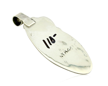 Navajo Pendant .925 Silver Real Natural Pink Mussel Signed Yazzie C.80's