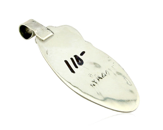 Navajo Pendant .925 Silver Real Natural Pink Mussel Signed Yazzie C.80's