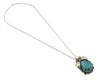 Navajo Necklace .925 Silver Morenci Turquoise Native American C.80's