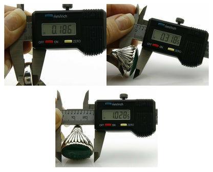 Navajo Ring .925 Silver Natural Malachite Signed Artist P Handmade C.80's