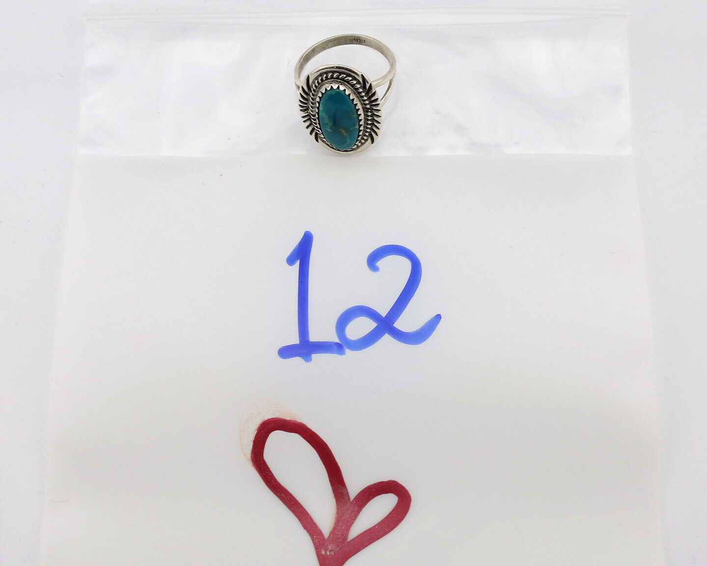 Navajo Ring .925 Silver Nevada Turquoise Native American Artist C.1980's